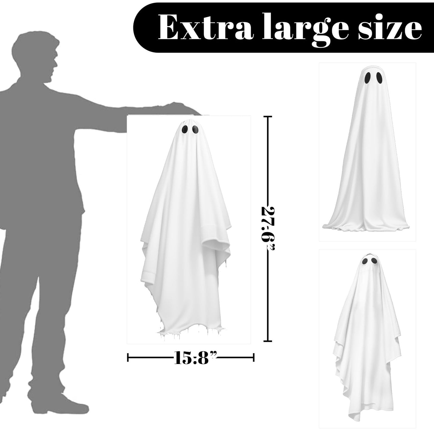 Extra Large Halloween Window Clings Ghosts Silhouette Window Decorations for Glass Windows, Halloween Window Stickers Decals for School Home Office Party Supplies