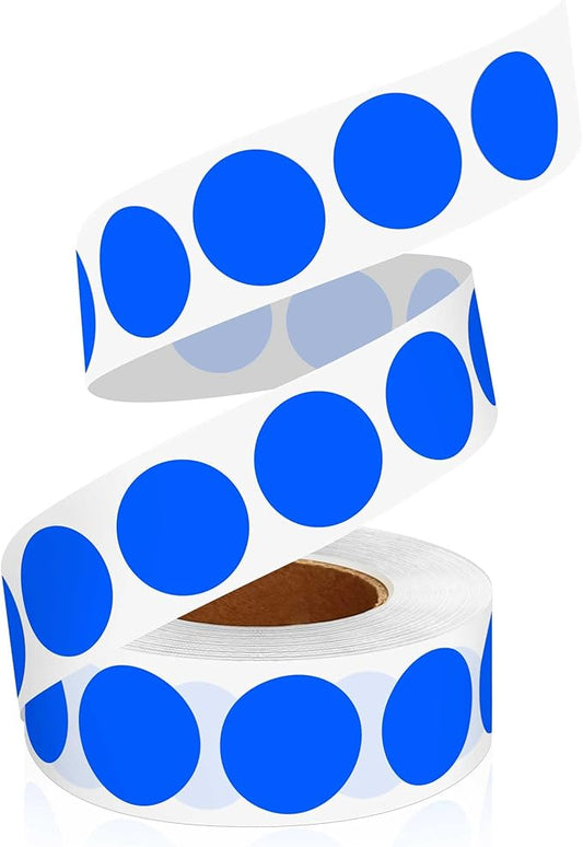 0.75 Inch Multi - Purpose Removable Labels,1000 PCS 3/4" Blue Dots for Classroom, Papers, Market, Price Tags, and Library Book Labels. Non - Printable Round Colored Stickers