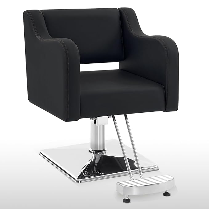 BarberPub Classic Salon Chair for Hair Stylist,Hydraulic Barber Styling Chair,Beauty Salon Spa Equipment 3802 (Black)