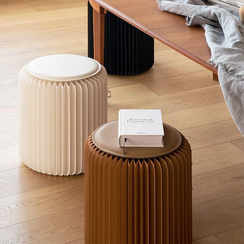 Home Furniture Modern Design Accordion Portable Folding Paper Stool Kraft Paper Relaxing Multifunction Round Foot Stool Si...