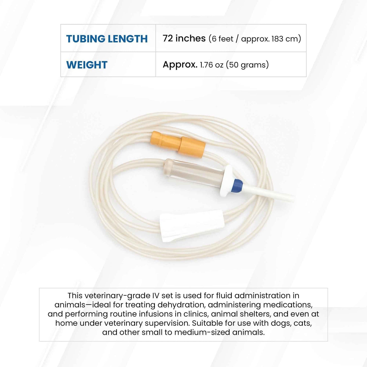 JorVet Universal IV Set | Veterinary-Grade Infusion Set with 72" Soft Tubing, Luer Connector, Roller Clamp & Bacteria-Proof Air Vent for Safe & Precise Fluid Delivery | Vented & Non-Vented Single-Use