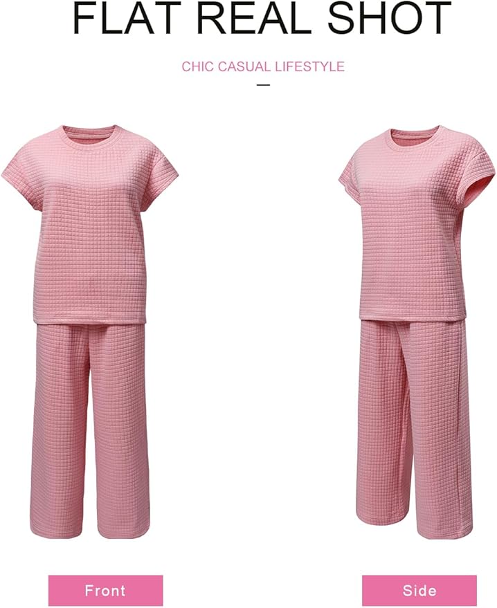 SHEWIN Womens Two Piece Fall Outfits Sweatsuits Casual Pullover Tops and Wide Leg Sweatpant Lounge Sets
