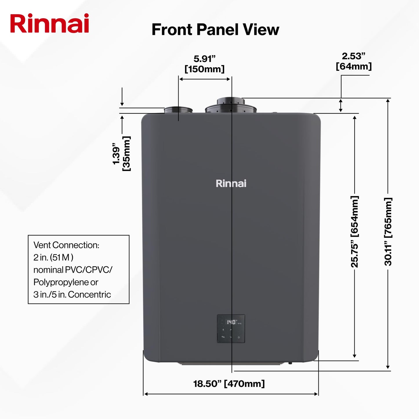 NEW Rinnai CX160iN High Efficiency Plus Natural Gas Interior Tankless Water Heater, Up to 9 GPM