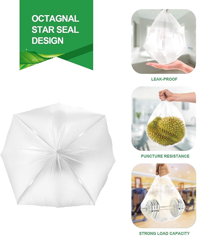 FORID Clear Small Trash Bags, 4 Gallon Garbage Bags, Wastebasket Bin Liners 220 Count Plastic Trash Bags for Bathroom Bedroom Office Garbage Can 15 Liters - Durable & Thick Trash Bag