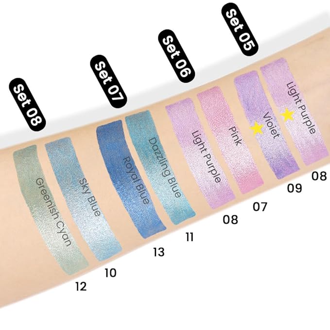 Kaely 2Pcs Cream Eyeshadow Stick Set for Eyes,Light Purple & Vioiet Shimmer Pen,Eye Brightener Halloween Makeup,sombras para ojos,Smooth Eye Shadow Highlighter Crayon Pencil Waterproof,08+09