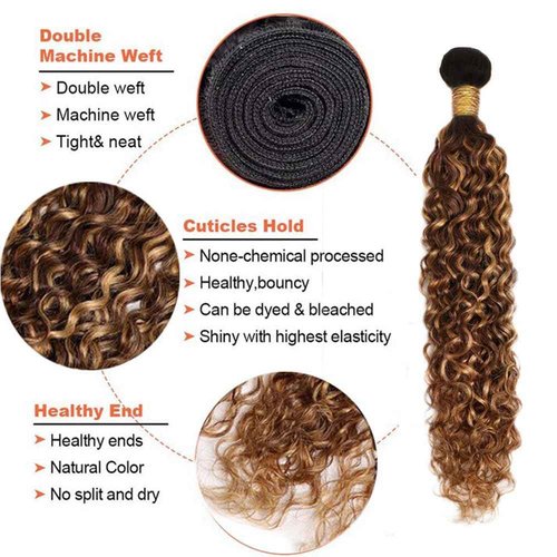 P4/27 Highlight Ombre Bundle Honey Blonde Wet and Wavy Bundles Human Hair Brazilian Virgin Hair 3 Bundles 28 30 32 Inch P4/27 Water Wave Bundle