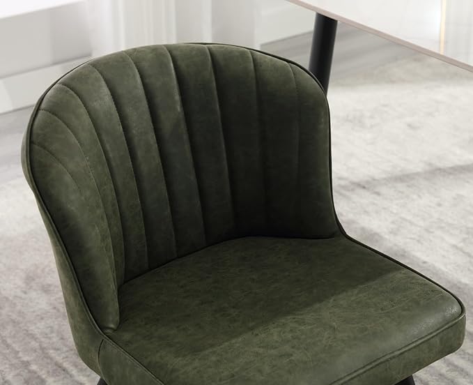 EALSON Modern Dining Chairs Set of 2 Leather Upholstered Accent Dining Room Chairs with Metal Legs Comfortable Armless Kitchen Chairs for Living Room/Dining Room,Green