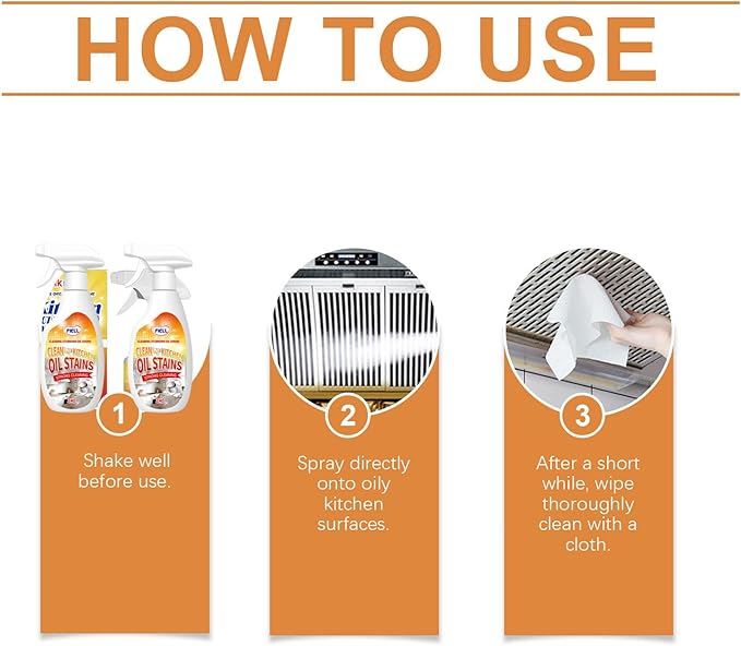 Fiell Heavy-Duty Kitchen Degreaser Foam Cleaner, 8 Fl Oz Heavy Oil Cleaner Stain, Multi Functiona Foam Cleaner Spray, Degreaser Cleaner Heavy Duty (2)