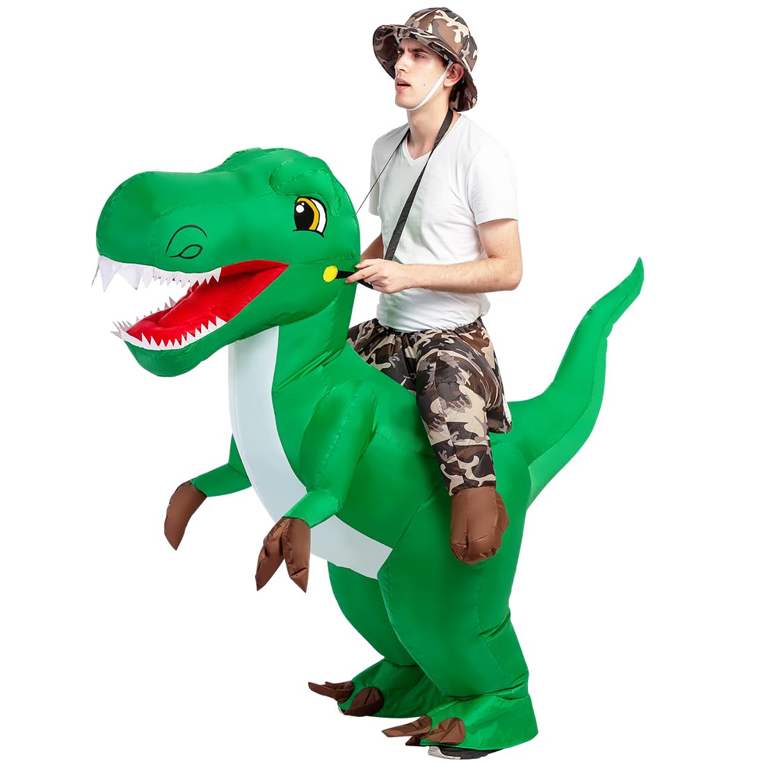 GOOSH Inflatable Dinosaur Costume for Adult Halloween Costume Women Man 63IN Funny Blow up Costume for Halloween Party Cosplay