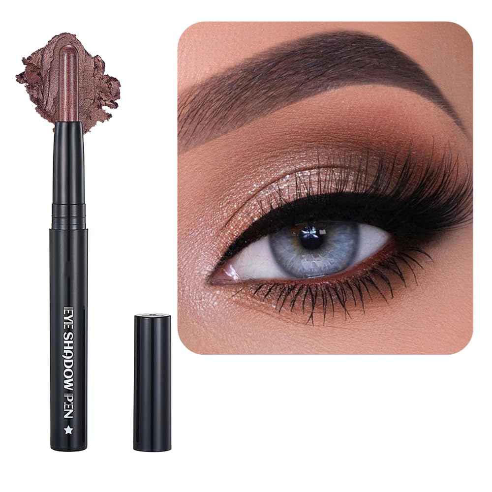 SAUBZEAN Caramel Eyeshadow Stick Makeup, Cream Shimmer Eye Shadow Pencil, Hypoallergenic Waterproof Long Lasting Crayon, Smooth