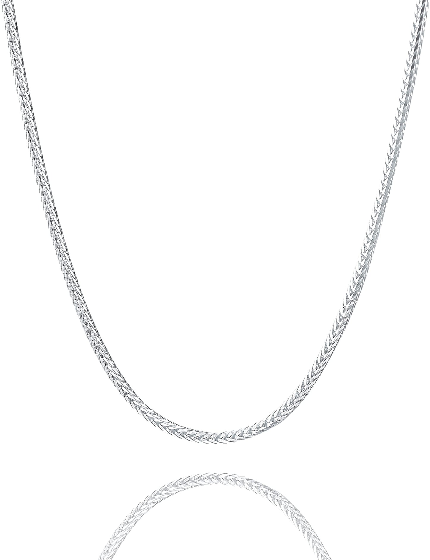 Waitsoul Sterling Silver Square Foxtail Box Chain with Lobster Clasp - 2mm Franco Chain for Men & Women - 30 Inch