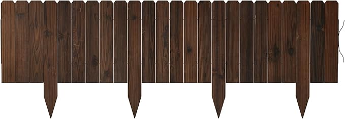 Wooden Garden Fence No Dig Landscape Edging Border Lawn Border Decorative Flower Bed Border Courtyards Planting Tree Fence Yard Patio Path Edging -11.8" H x 48" L (1PACK)