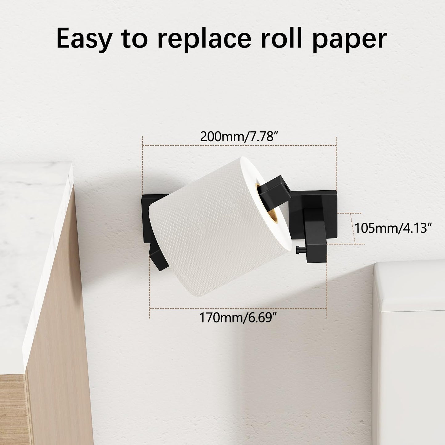 FEILERN Toilet Paper Holder Matte Black Wall Mounted Post Pivoting Square Tissue Holders Roll Holder Hangers for Bathroom Commercial Toilet Paper Dispenser