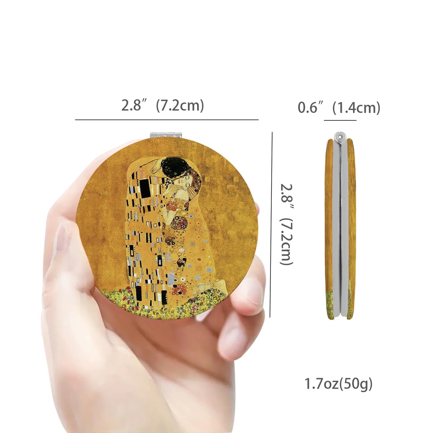 PDOZV Pocket Mirror, 2 Pcs Round 2.8    PU OilPainting Style Double Sided 1X/3X Purse Compact Mirrors (OilPainting01)