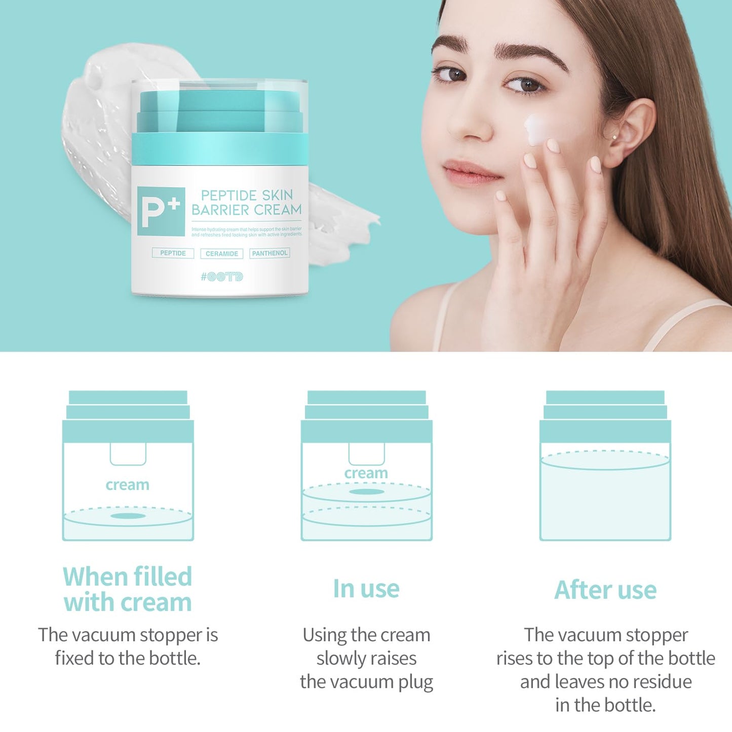 #OOTD Peptide Moisturizer Cream For Face, Dry Sensitive Skin Protection Barrier Cream For Aging Skin, Anti Aging, Hydrating, Pep