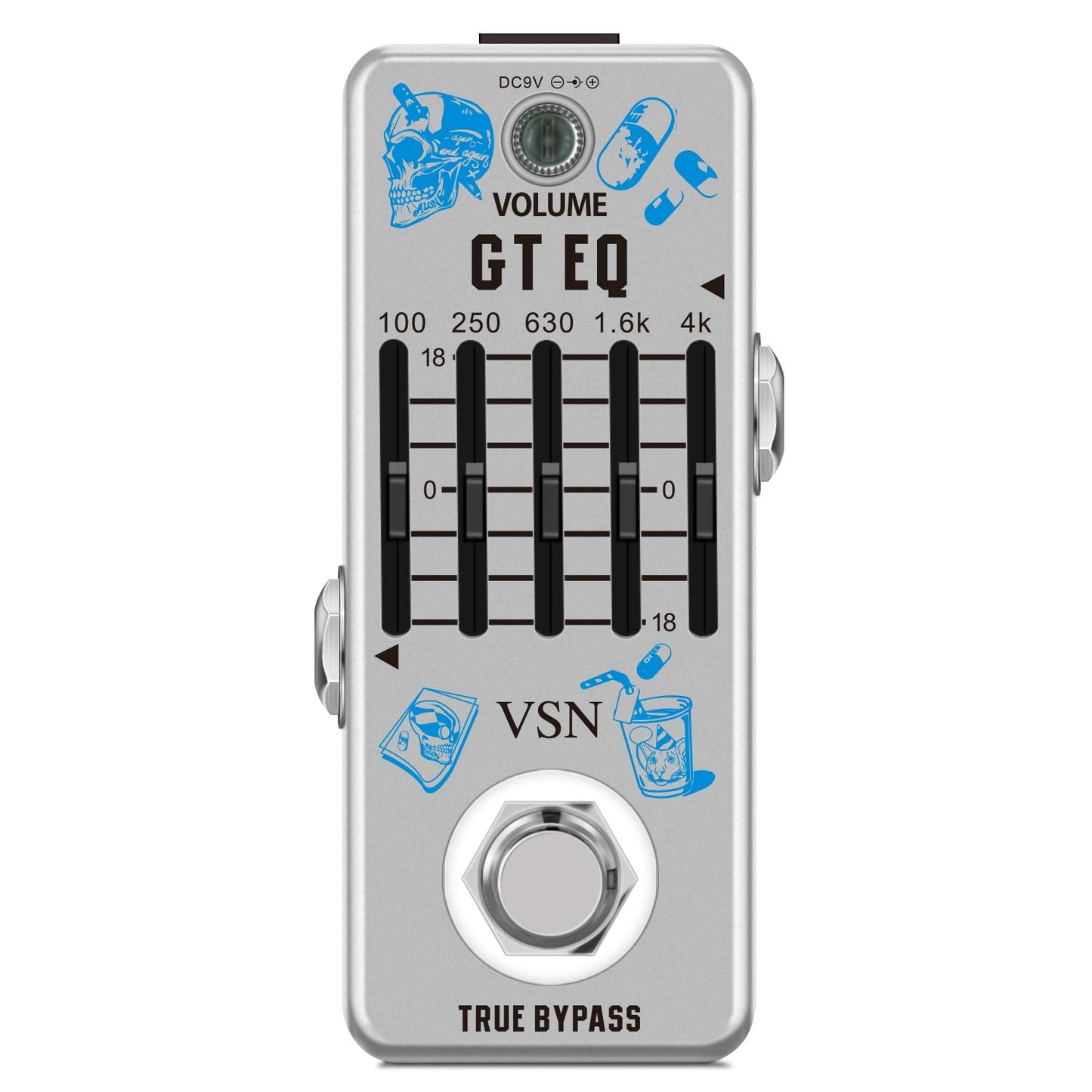 VSN EQ Pedal, 5 Band EQ Pedal Electric Guitar Equalizer (100Hz 250Hz 630Hz 1.6kHz 4kHz) Provides 18dB for Each Band EQ Seeker fo