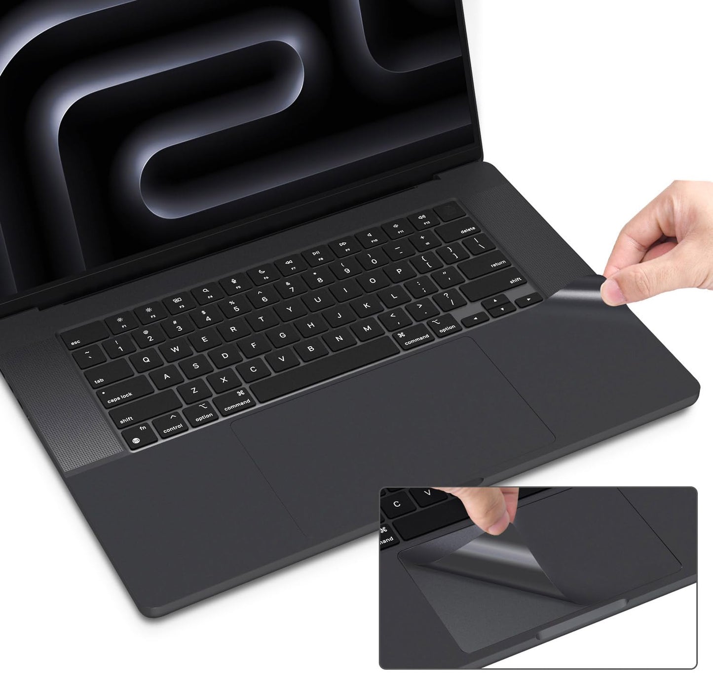 Palm Rest Cover Skin Compatible with Apple 2023 MacBook Pro 16 Inch M3 Pro Max chip A2991 MacBook Pro Laptop with M3 Pro/Max chip TrackPad Protector Skin Wrist Rest Protective Decals - Space Black-New