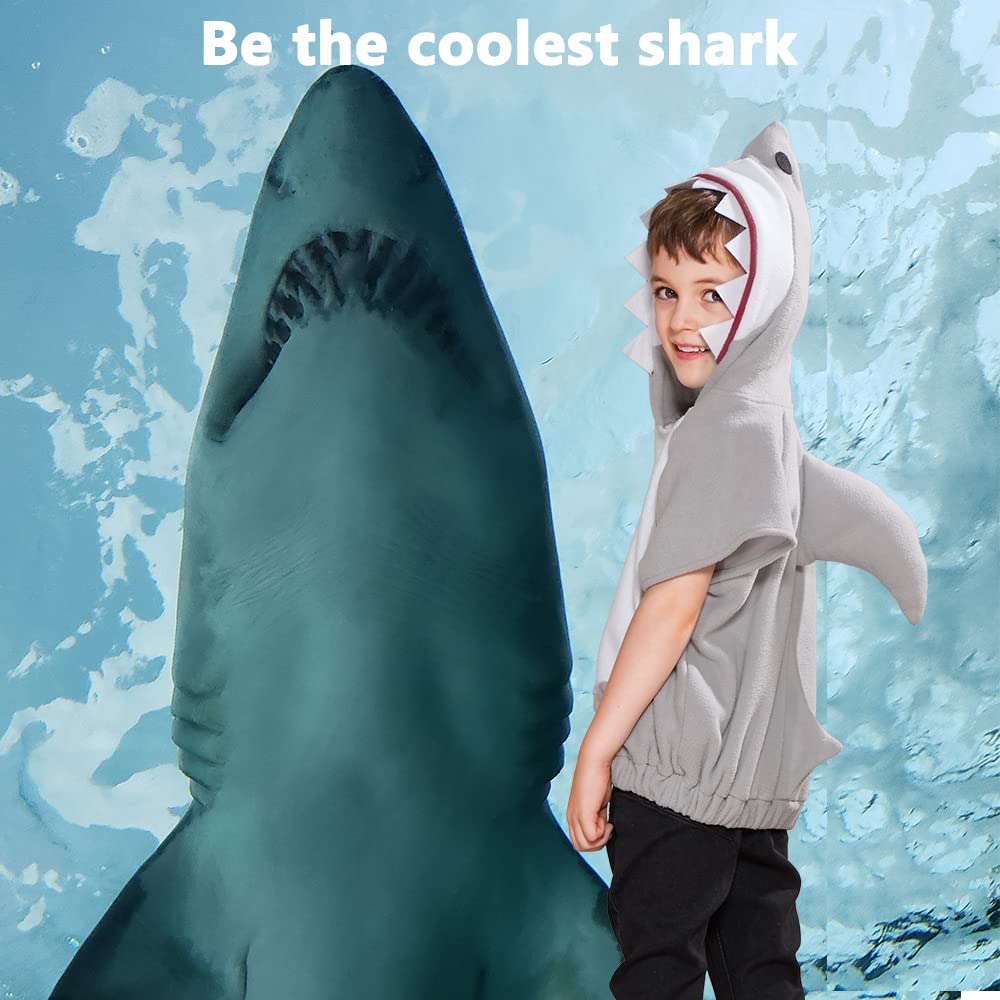 EraSpooky Shark Short Hoodie for Kids Boys Toddler Shark Costume Halloween Animal Outfit Short Sleeve