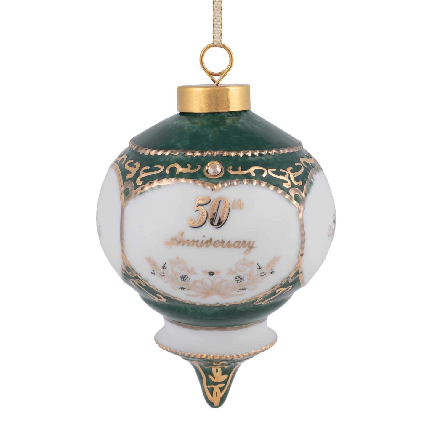 CBE Happy 50th Wedding Anniversary Victorian 4.5 Inch Porcelain Hanging Ornament