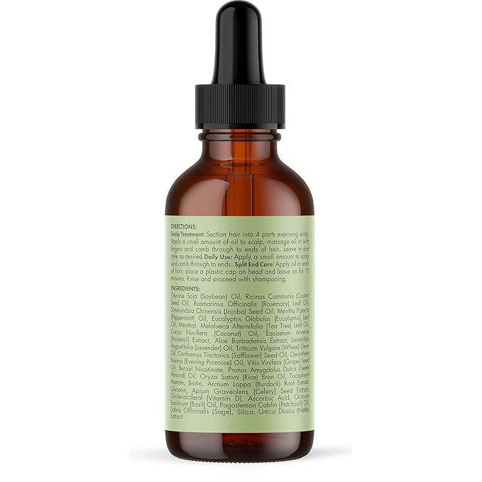 Mielle Organics Rosemary & Mint Hair Oil - Strengthening Biotin Oil Infused Frizzy & Damaged Hair Care - Split Ends & Dry Scalp Treatment to Support Longer, Healthier Strands, 2oz
