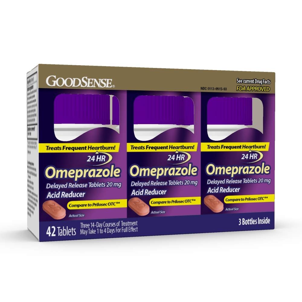 GoodSense Omeprazole Tablets 14 Count (3 Pack) and TUMS Chewy Bites Antacid Tablets 60 Count
