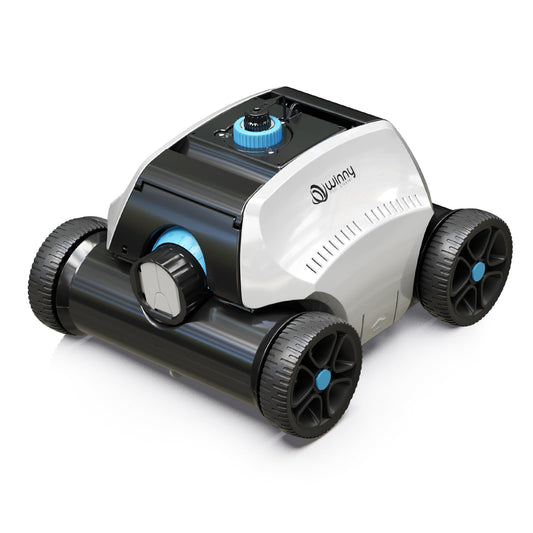 (2025 Upgrade) Robotic Pool Vacuum for Above Ground Pool - 6600mAh for 130mins Runtime & 50W Powerful Suction, Self-Parking Pool Cleaner with 180μm Filter Tray Up to 1300 Sq. Ft (White ‌& Cyan)