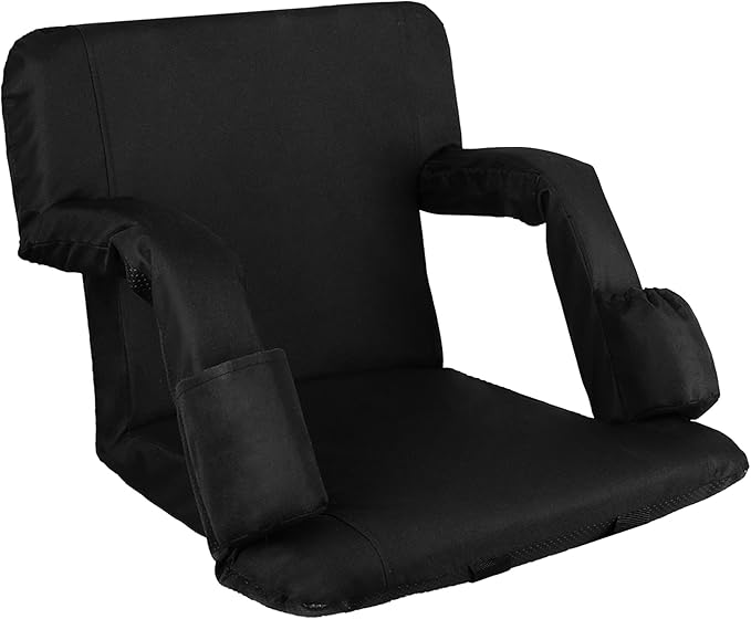 Anmiro Stadium Seats with Back Support Bleacher Chairs with Back and Extra Wide Cushion Thick Padded Bleacher Portable Reclining Seats for Football, Baseball and Basketball (Black, Medium)