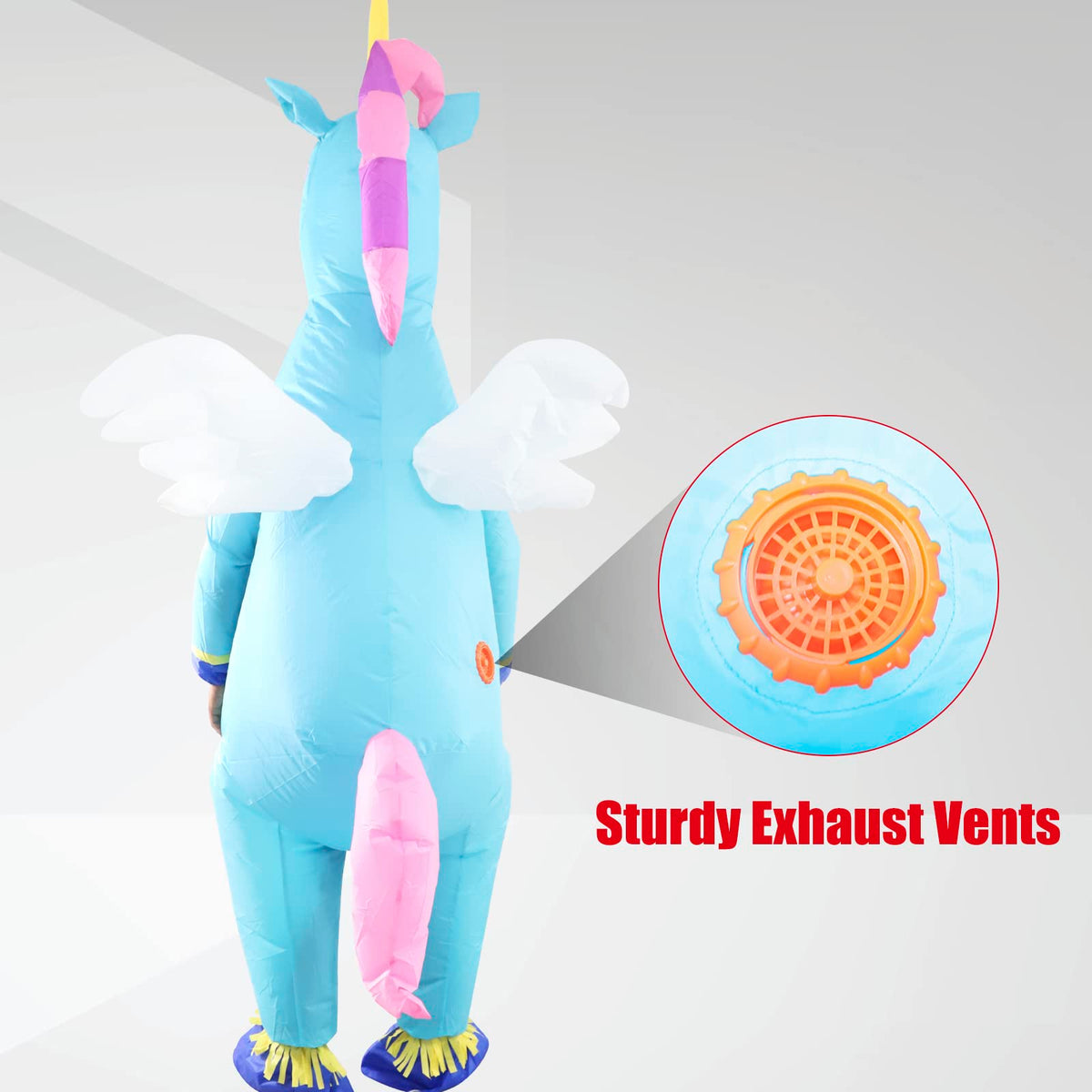 SHDEJTG Inflatable Costume Unicorn Full Body Unicorn Air Blow-up Deluxe Halloween Costume - Adult Size, Blue