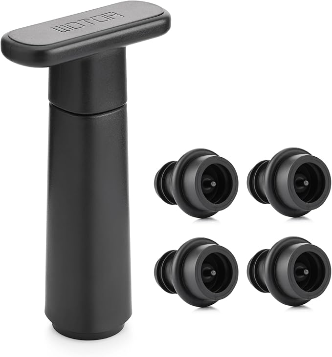 WOTOR Wine Saver Vacuum Pump with 4 Stoppers, Wine Stopper & Preserver, Reusable Bottle Sealer Keeps Fresh, Ideal Accessor...