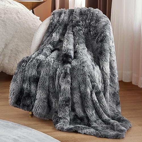 Bedsure GentleSoft Fluffy Fuzzy Faux Fur Throw Blanket for Couch, Soft Sherpa Fleece Cozy Gifts for Women, Plush Bed Blank...
