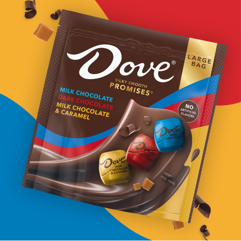 DOVE PROMISES Milk Chocolate, Dark Chocolate, and Milk Chocolate & Caramel Easter Candy, 14.08 Oz Large Bag