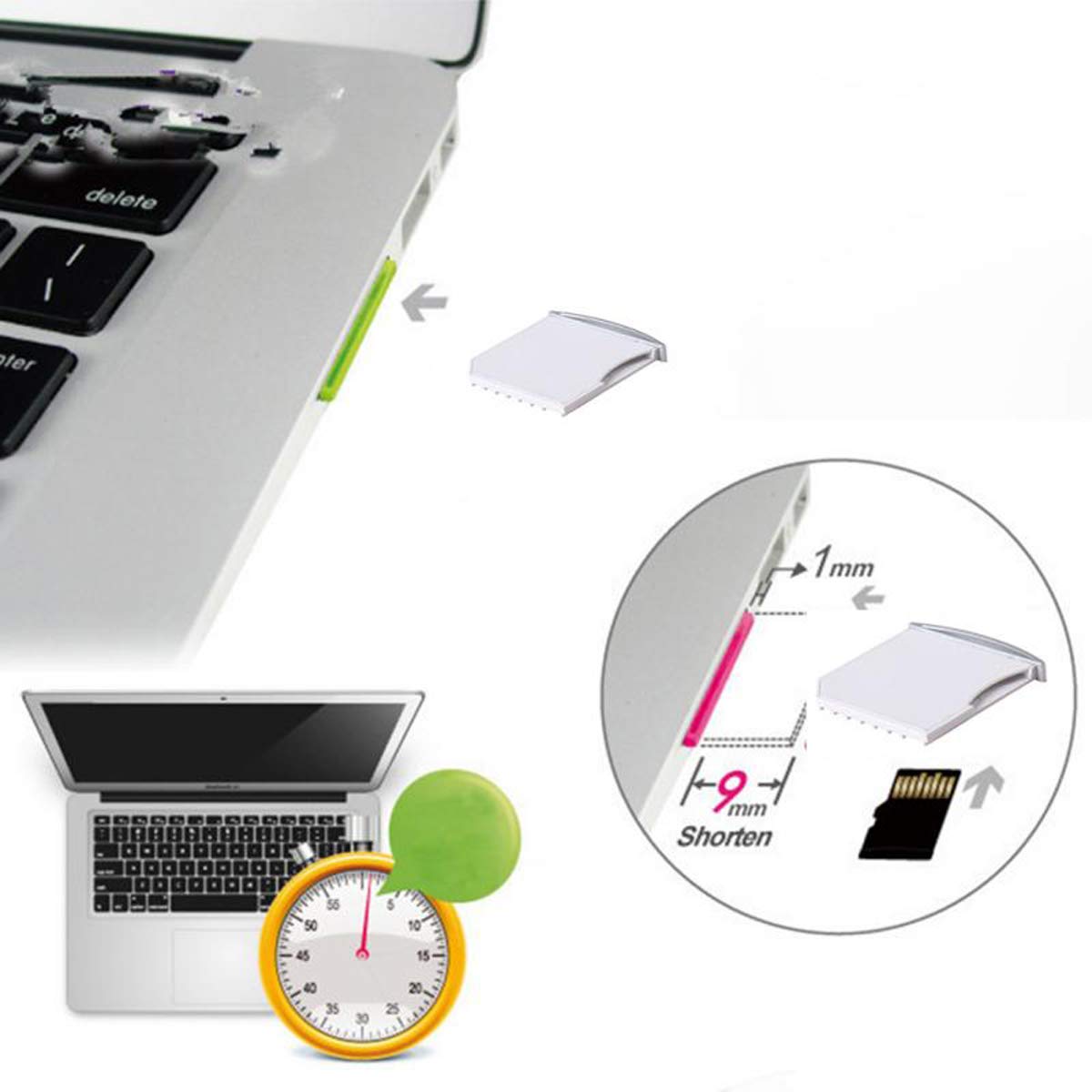 Chenyang Micro Sd Tf To Sd Card Kit Mini Adaptor For Extra Storage Macbook Air/Pro/Retina 5Pcs
