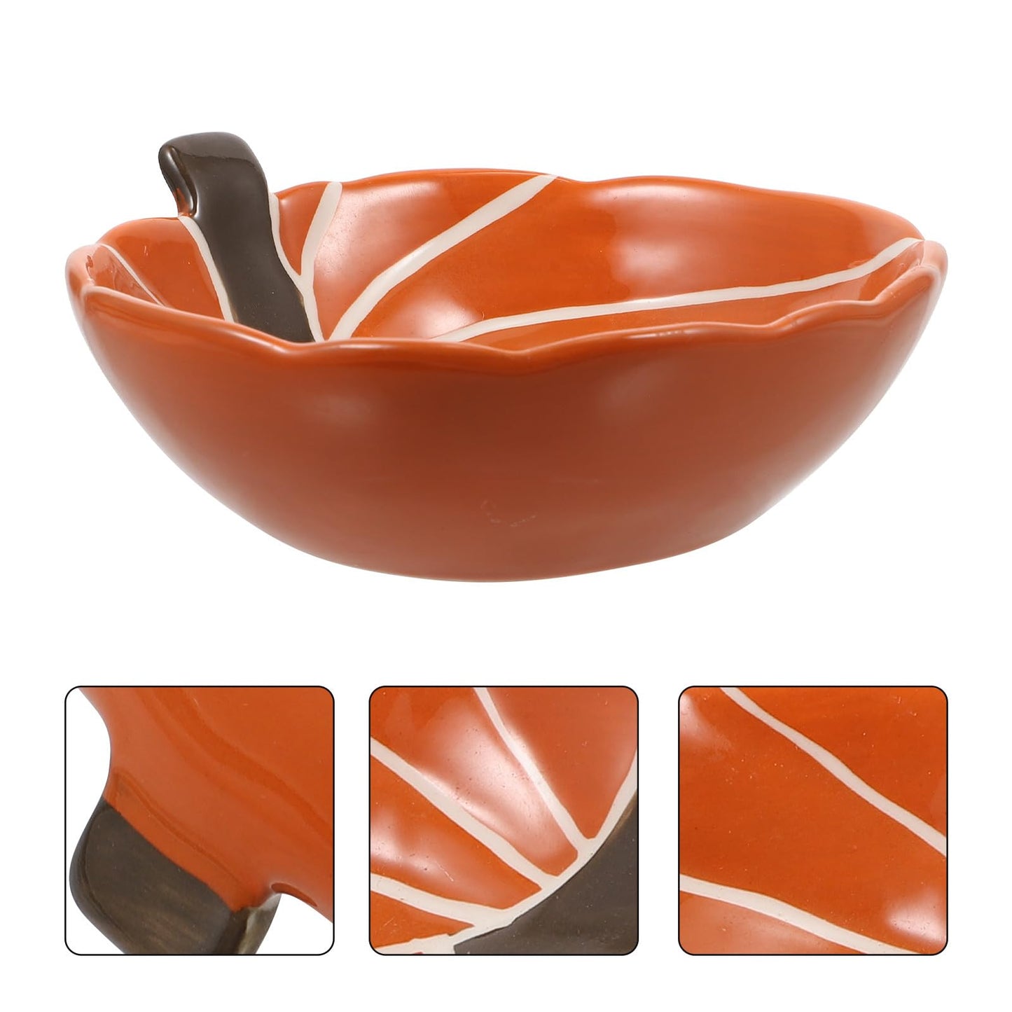 Housoutil 1PC Pumpkin Candy Bowl, Halloween Pumpkin Shaped Snack Bowl, Ceramic Cauldron Bowl French Onion Bowls Trick Or Treats Candy Holders Biscuit Barrel Sugar Bowl for Party Favor