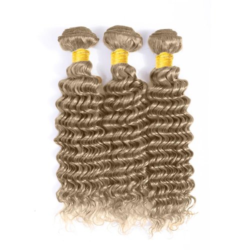 #22 Blonde Bundles Human Hair Deep Wave Bundles 30 32 34 Inch Unprocessed Brazilian Virgin Hair Ash Blonde Deep Wave 3 Bundle Human Hair Extensions 50 Gram Per Bundle
