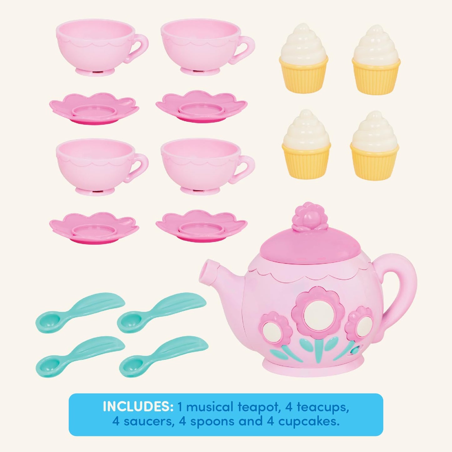 Battat – Play Circle – Singing Teapot – Toy Food – Pretend Play – Kitchen Set – 3+ Years(17 Pieces)