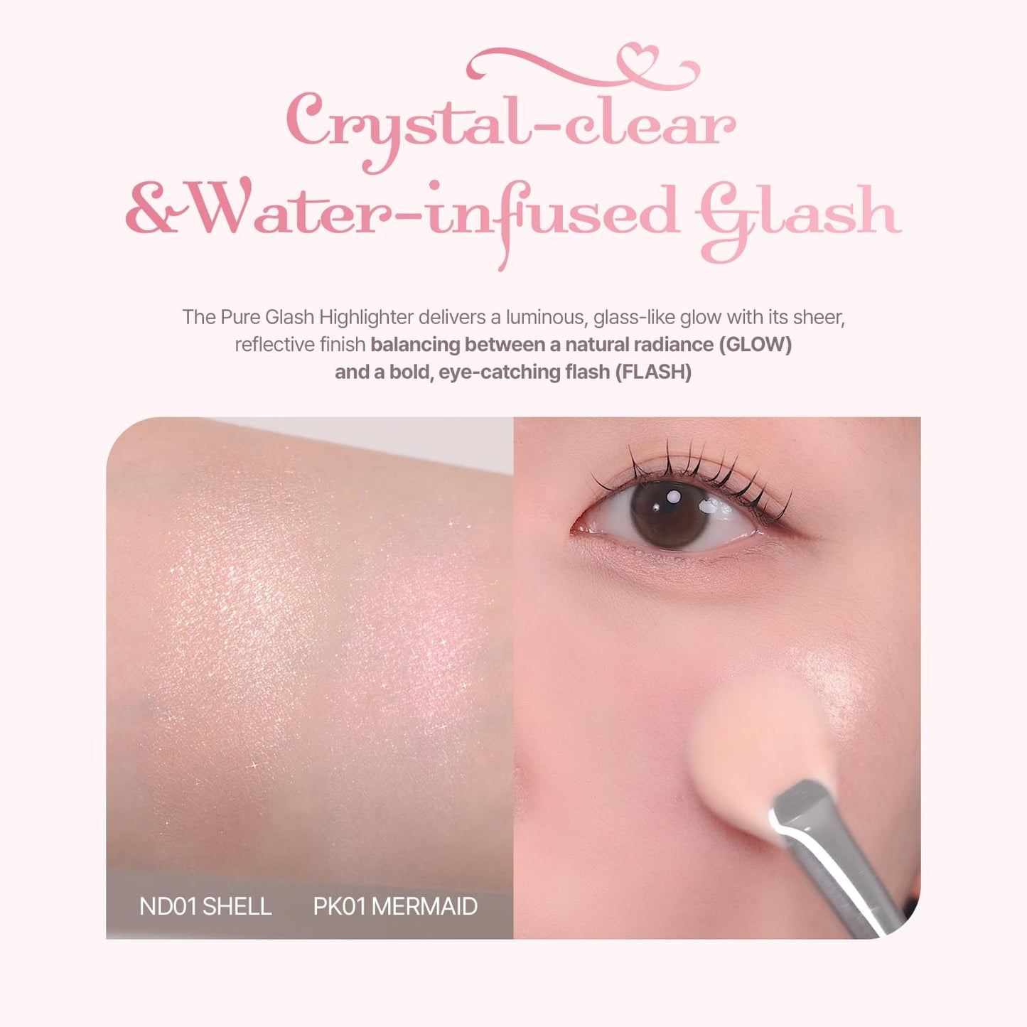 2aN Pure Glash Highlighter – Glass-Like Sheen Powder Highlighter for a Natural, Radiant Glow | Buildable, Long-Lasting, Lightweight Formula (CLEAR, 0.8oz)