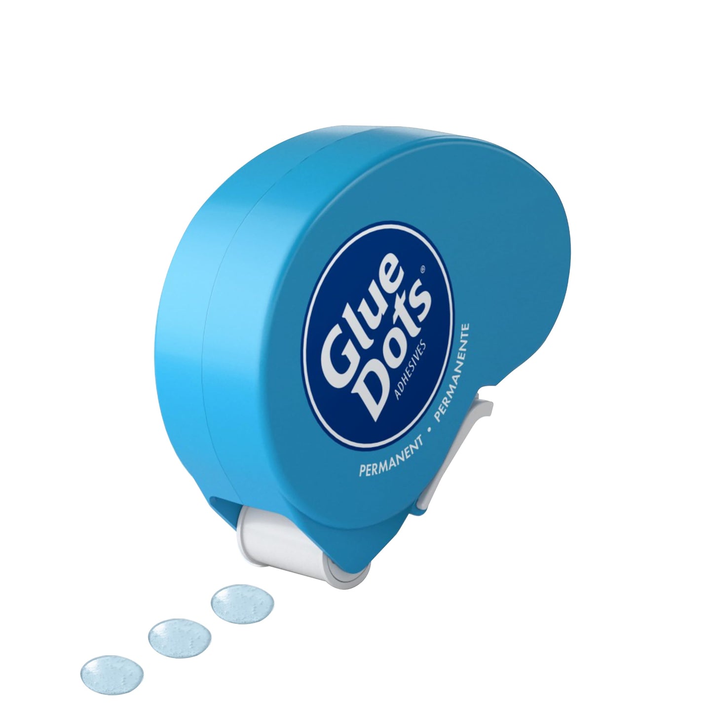Glue Dots, Permanent Dots Dot N' Go Dispenser, Double-Sided, 3/8", .38 Inch, 200 Dots, DIY Craft Glue Tape, Sticky Adhesive Glue Points, Liquid Hot Glue Alternative, Blue-Tinted