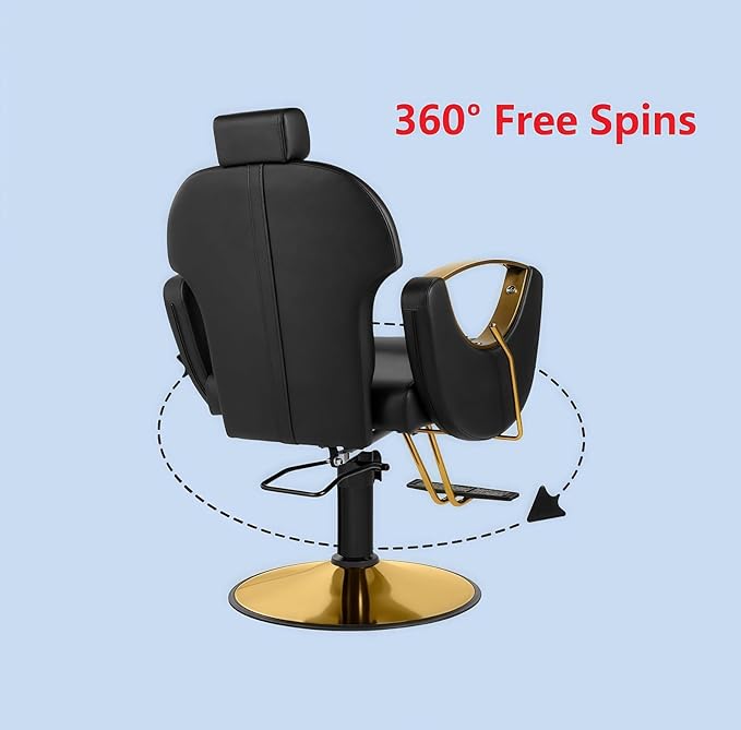 Barber Chair, Salon Chair for Hair Stylist, Height Adjustable Hydraulic Hair Reclining Salon Chair, 360 Degrees Rotation,Purple