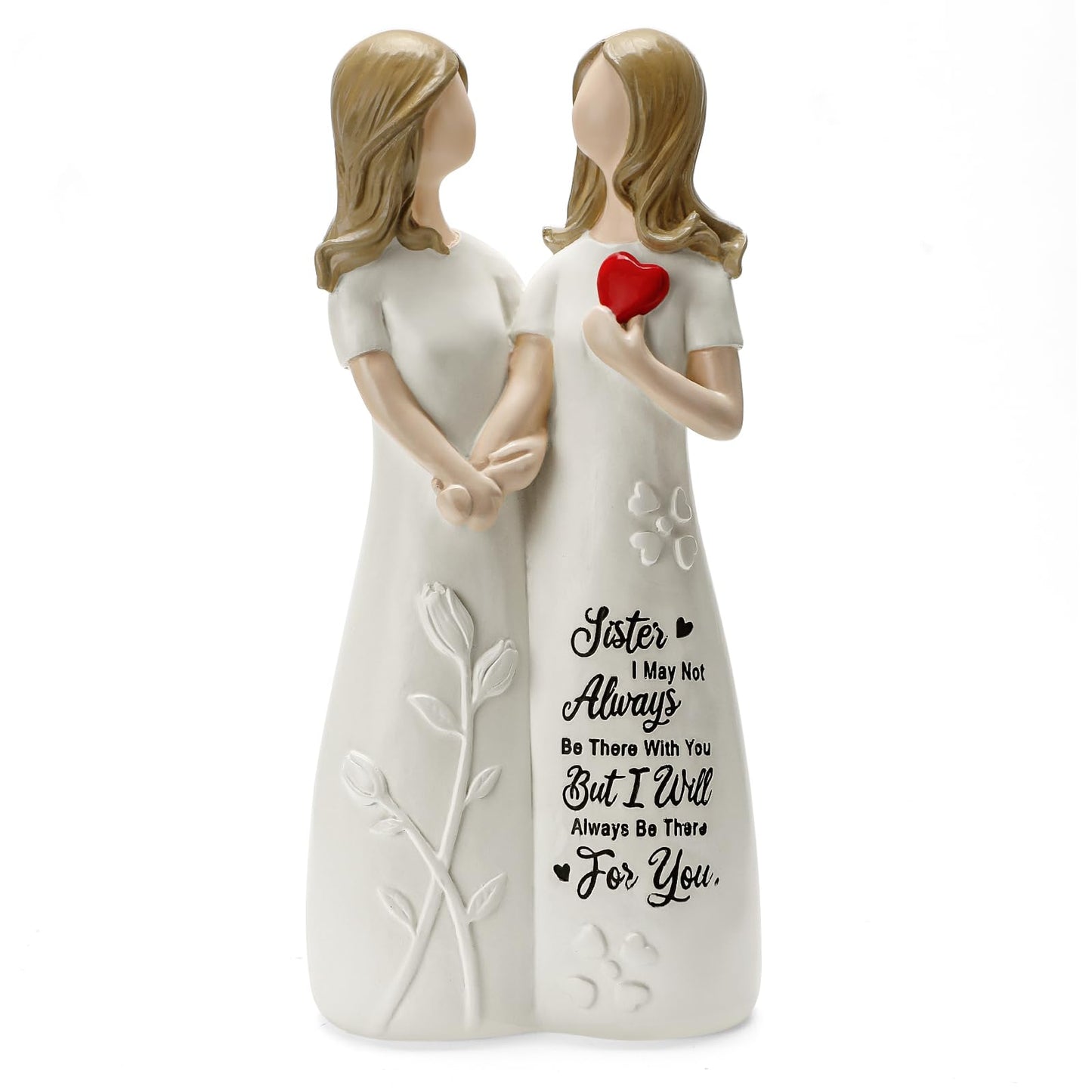 YAHIKI Sister Gift for Women Resin Sister Figurines for Women Bestie Friendship Christmas & Birthday Gift (White)