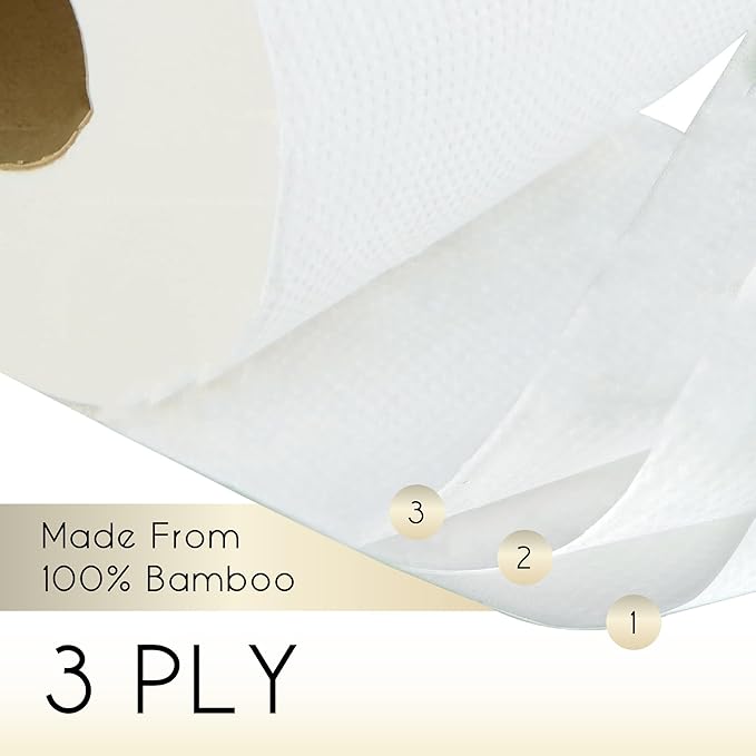 Bamboo Toilet Paper - Premium & Luxurious Eco Choice – FSC Certified, BPA Free, Biodegradable Packaging (24 Pack)