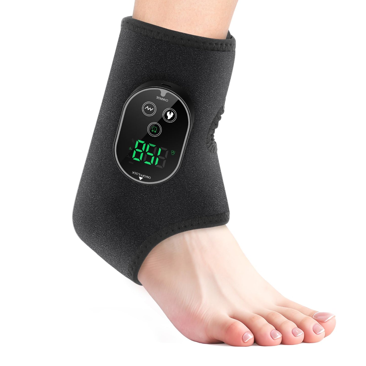 AFDEAL Foot Massager with Heat, Cordless Heated Ankle Massager, Ankle Heating Pad with 6 Heat Levels and 3 Vibration Modes, Heat