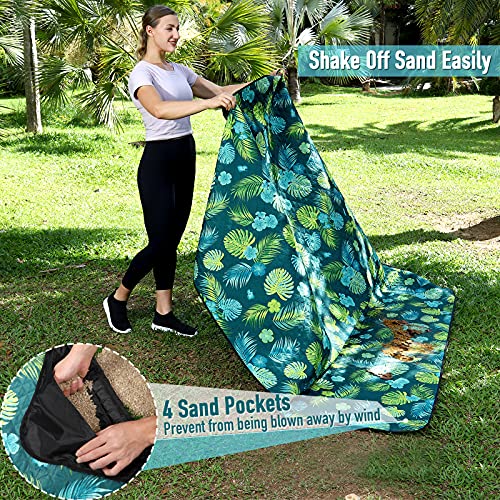 PY SUPER MODE Picnic Blankets Extra Large, Waterproof Foldable Outdoor Beach Blanket Oversized 83x79” Sandproof, 3-Layer P...