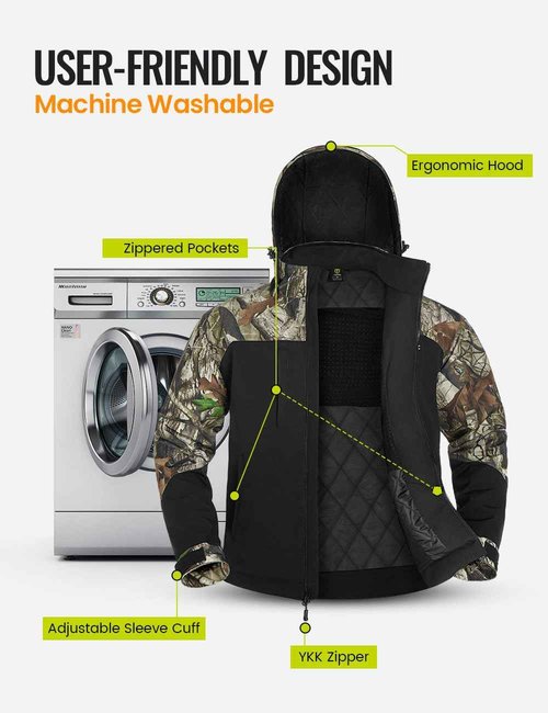 TIDEWE Heated Jackets for Men with Battery Pack, 180G Insulation Work Jackets, Water-resistant Coat (Black, Size XL)