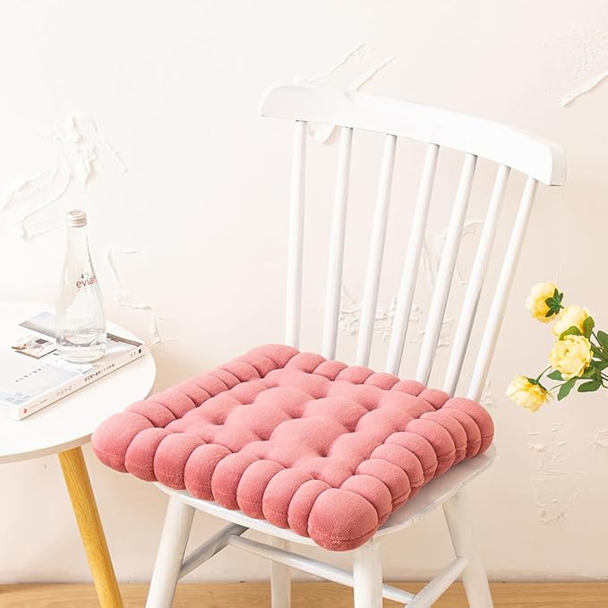 vctops Velvet Chair Pad Seat Cushion Solid Color Square Seat Pad Indoor Floor Cushion Super Soft Warm Chair Cushion Pad for Home Kitchen Dining Room Office (Pink,16"x16")