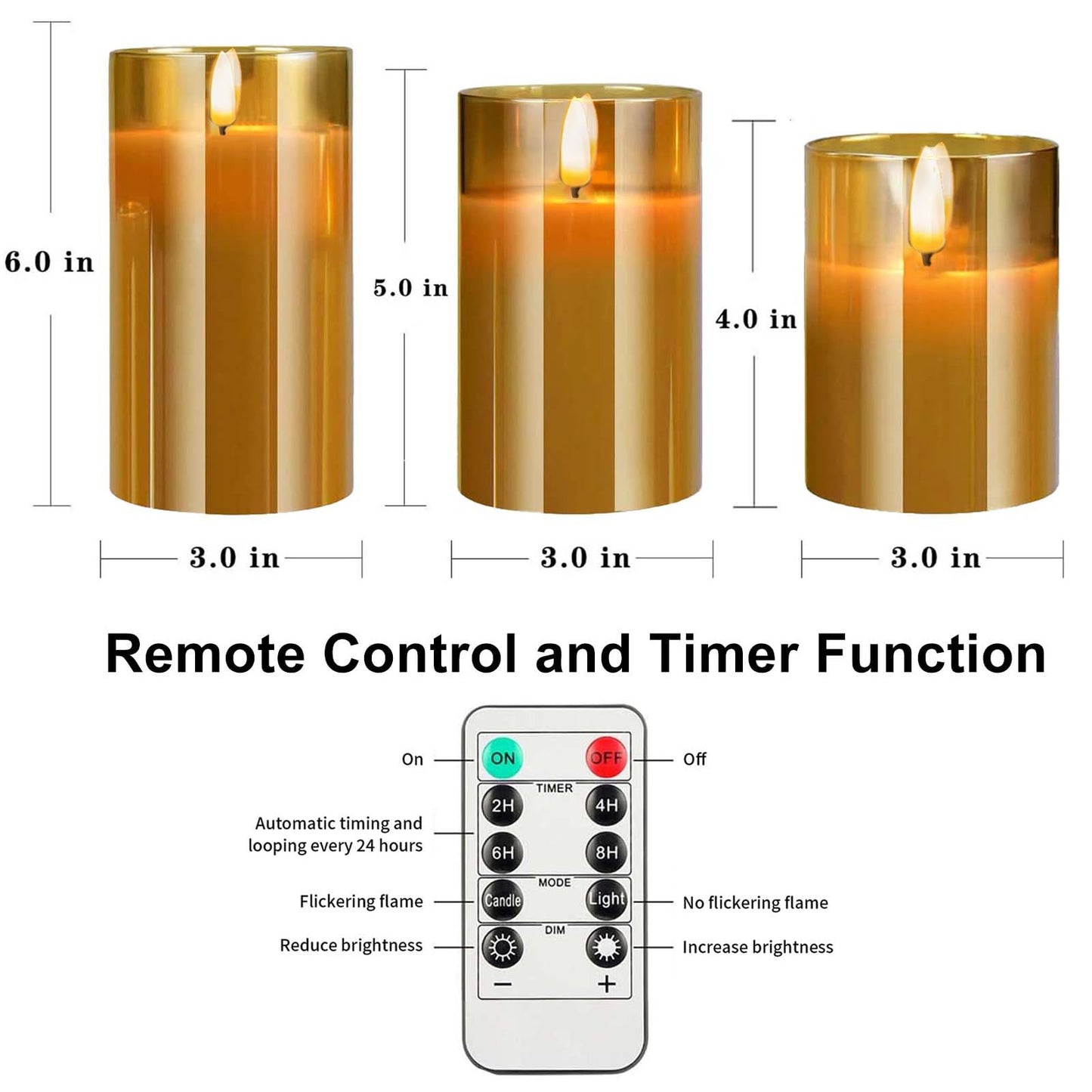 Sudifor Amber Flameless Candles, 5 Pack Battery Operated Candles with Flickering Flame, Large Pillar Candles with 2 Remote and Timer for Party/Hotel/Wedding/Birthday Decoration