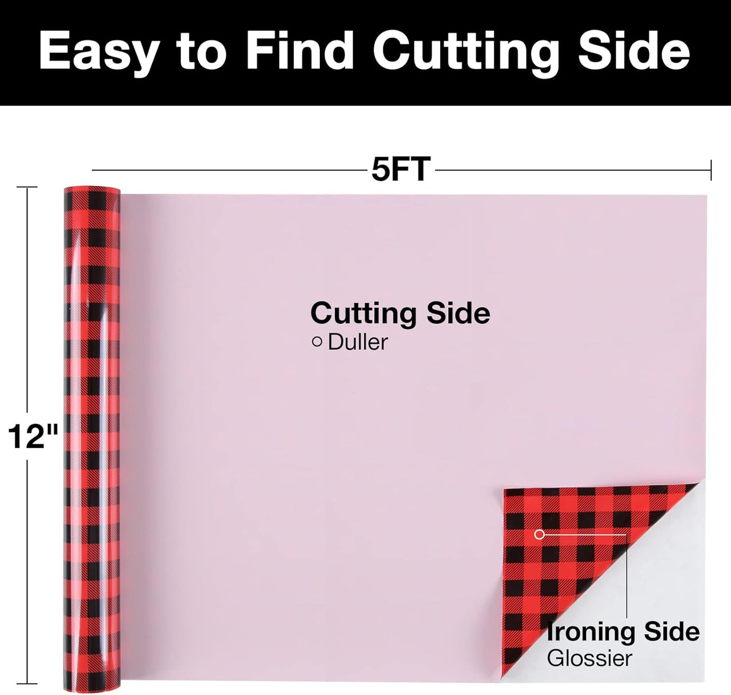 TORC Red Black Buffalo Plaid HTV Vinyl 12 inch x 10 ft, Check Heat Transfer Vinyl Iron on Transfers for Christmas