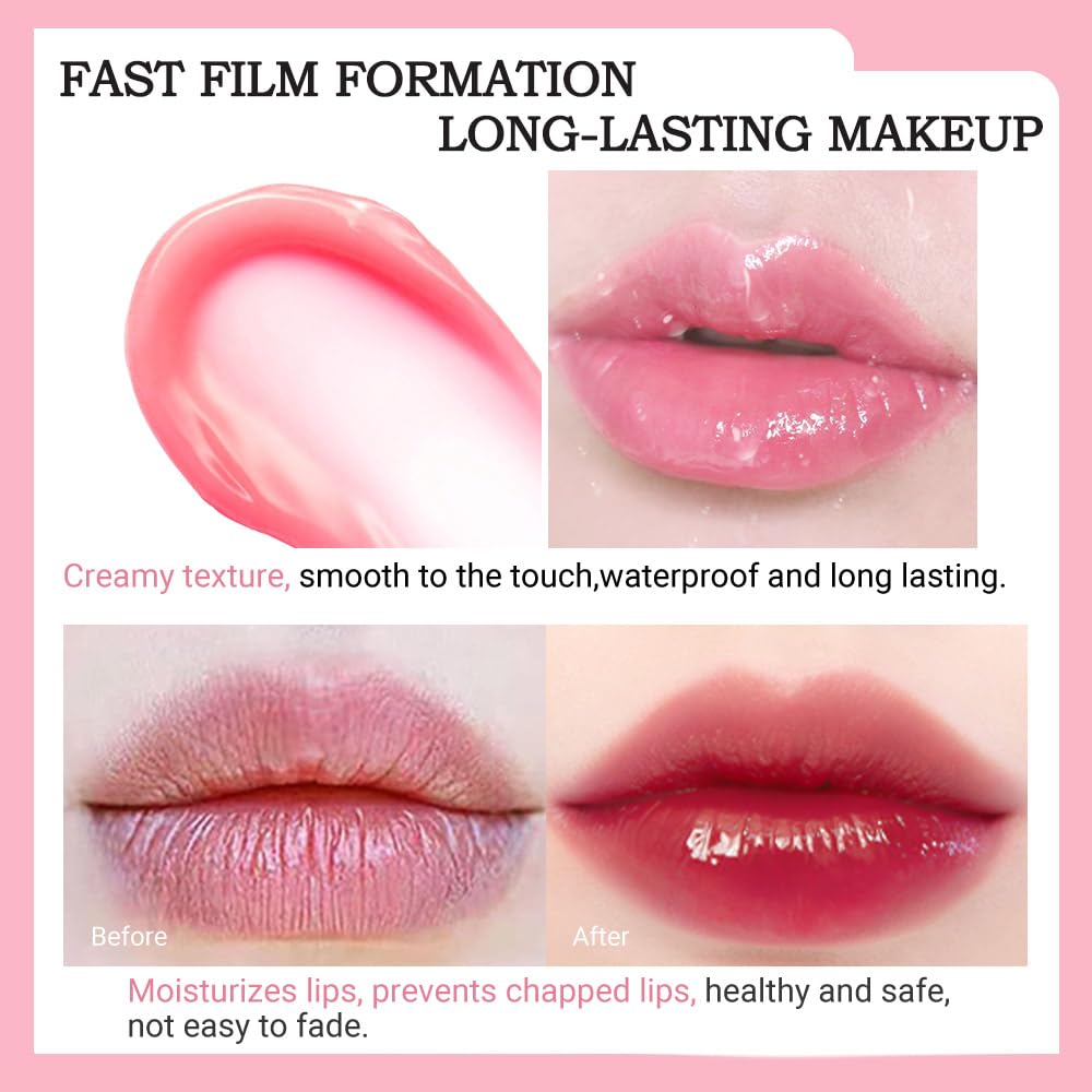 Kaely 3Pcs Peach Strawberry Red Cherry Hydrating Lipstick Tinted Lip Balm, Color Changing PH Lipstick Makeup, Korean Magic Lip Stain Long Lasting Waterproof, labiales magicos 24 horas originales