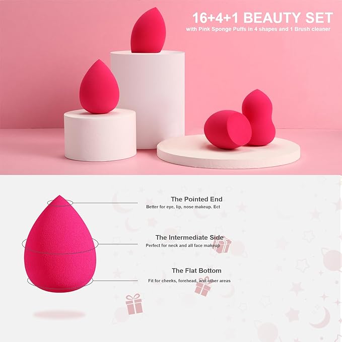 DUAIU Professional Makeup Brushes Set 16PCS Marble Handle with 4PCs Sponge Blenders Foundation Brushes Eyeshadow Brush Lip Brush Silicone Face Mask Brush Make Up Tool