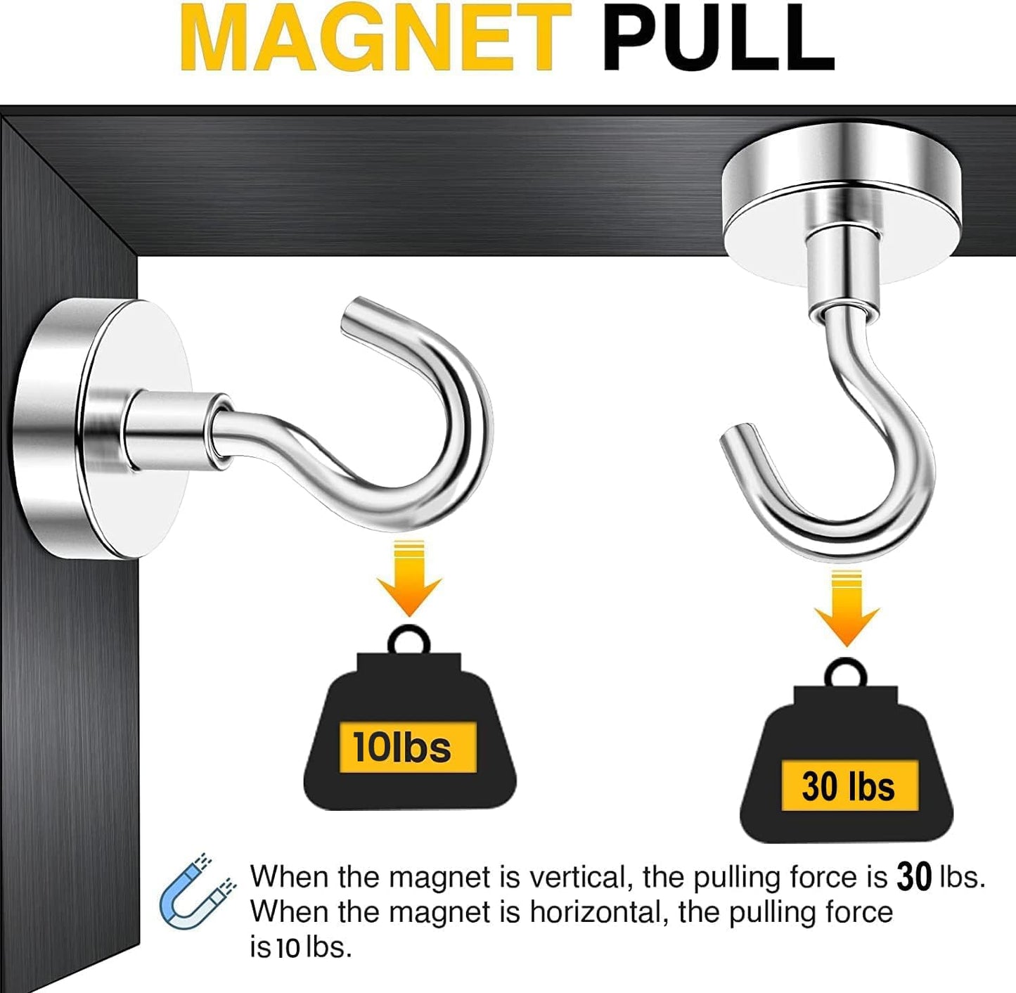 DIYMAG Magnetic Hooks for Hanging 10 Pack, 30lbs 2026 Cruise Cabin Ship Essentials N52 Magnetic Hook Heavy Duty Strong Magnets Fridge for Classroom Beach Kitchen Grills Silver
