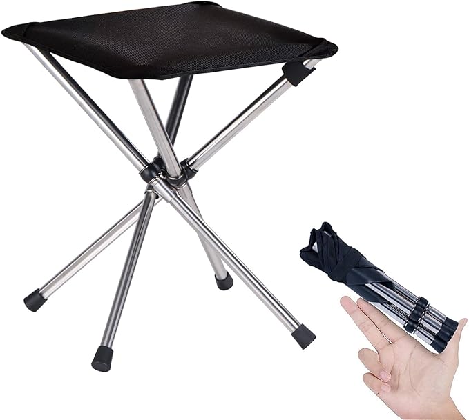 KOKSRY Portable Stool, 13.8 Inch High & 1.32 lbs Small Folding Chair, Telescopic Compact Foldable Stool with Carry Bag for...